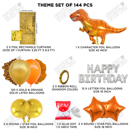 Jumbo T-Rex Orange Dino Foil Letter Balloon Arch Theme