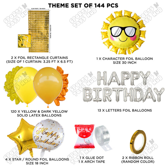 Smart Sun Foil Balloon Set With Happy Birthday Foil Letter Balloon Arch Theme