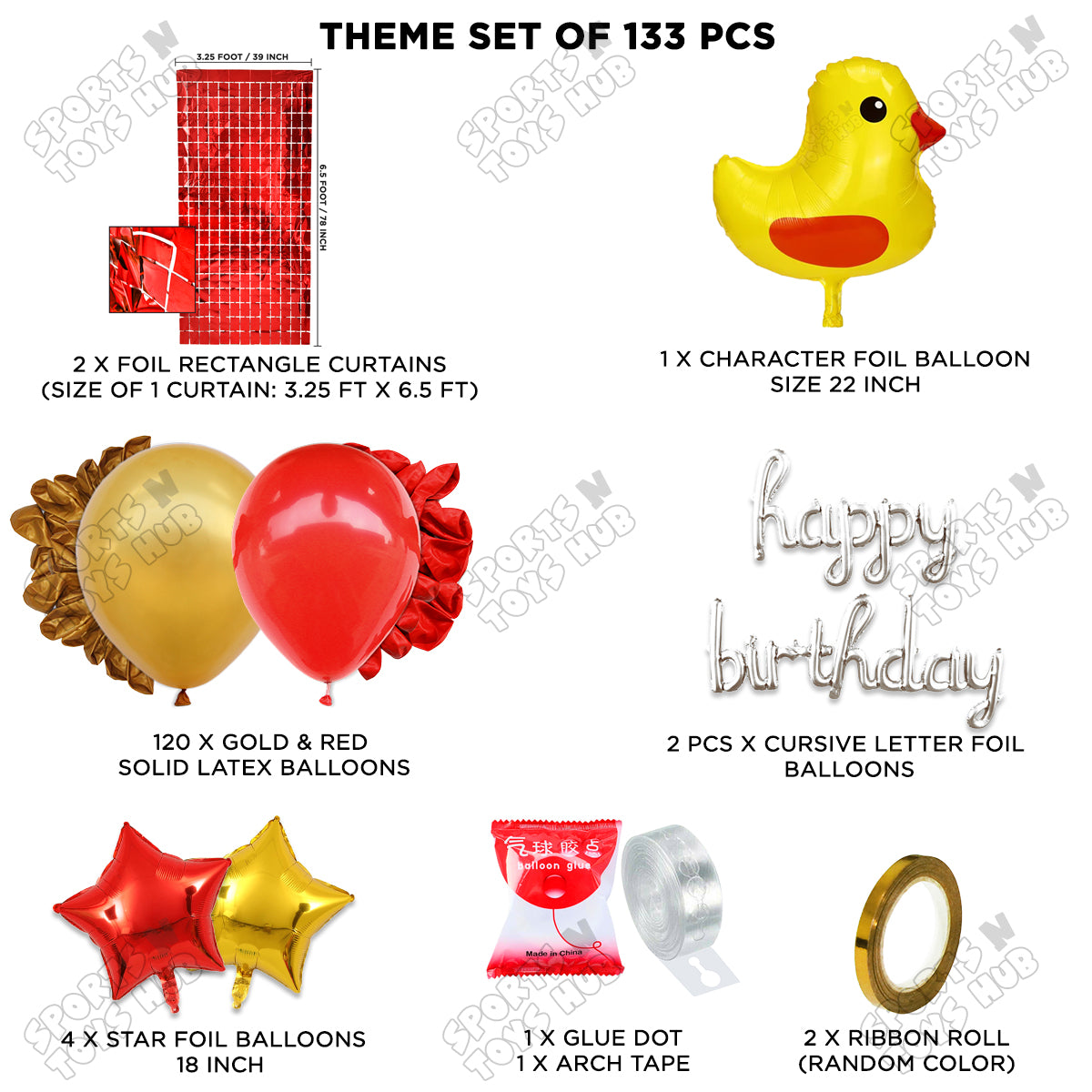 Chick Cartoon Foil Balloon Stand Set With Happy Birthday Cursive Foil Letter Arch Theme