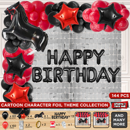 Cartoon Black Horse Theme Foil Balloon Set with Happy Birthday Foil Letter Arch Theme