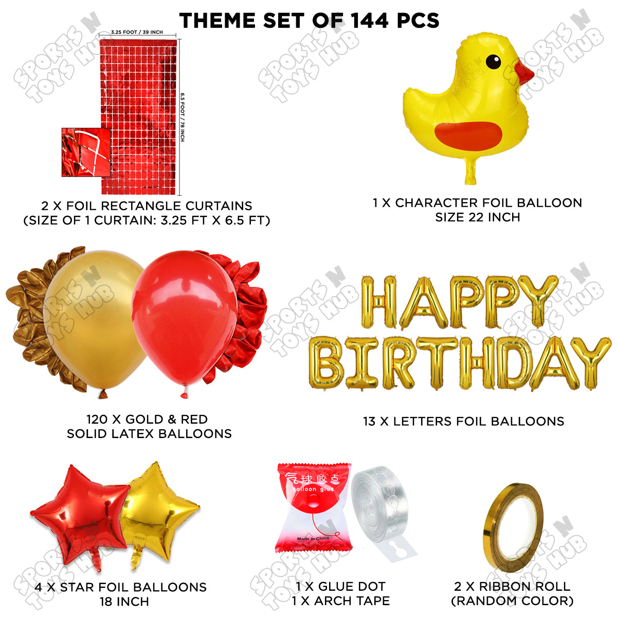 Chick Cartoon Foil Balloon Stand Set With Happy Birthday Foil Letter Arch Theme