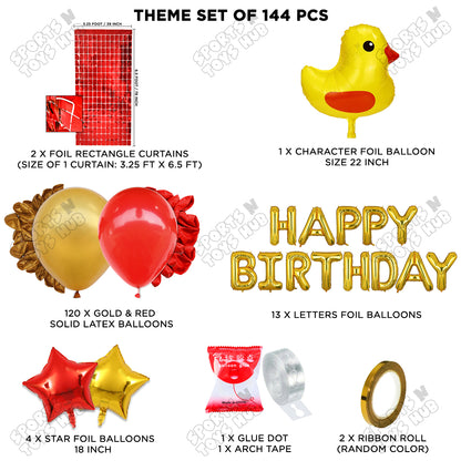 Chick Cartoon Foil Balloon Stand Set With Happy Birthday Foil Letter Arch Theme