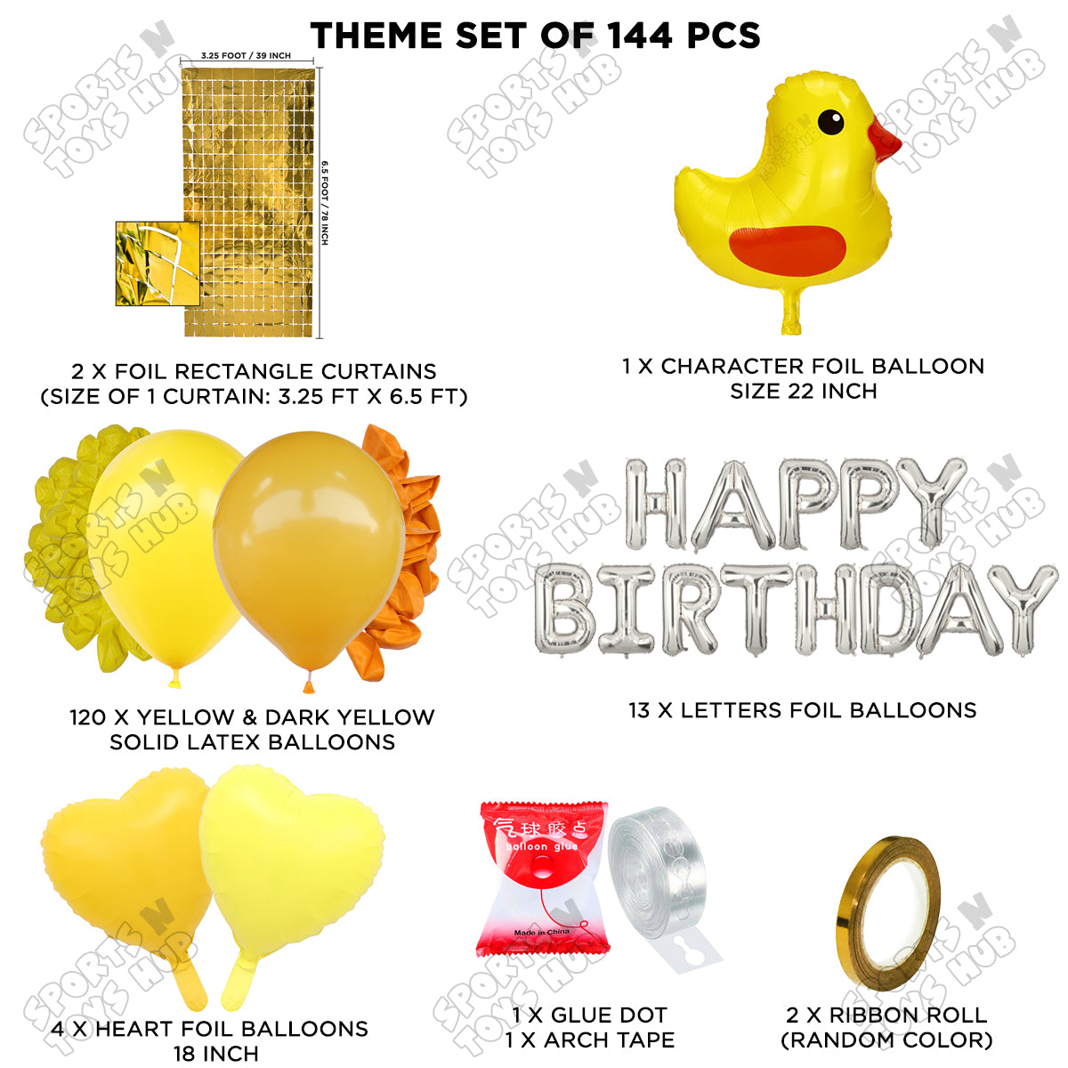 Pastel Color Chick Cartoon Foil Balloon Stand Set with Happy Birthday Foil Letter Arch Theme