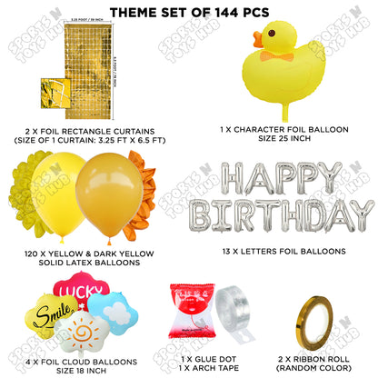 Cartoon Duck Character Theme Foil Balloon Set With Happy Birthday Foil Letter Arch Theme