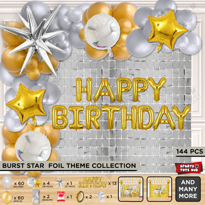 Brust Star Gold Color Foil Balloon Set With Happy Birthday Foil Letter Balloon Arch Theme