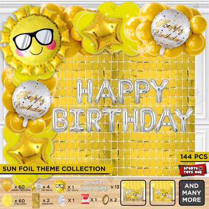 Smart Sun Foil Balloon Set With Happy Birthday Foil Letter Balloon Arch Theme
