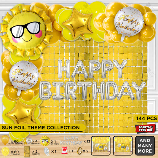 Smart Sun Foil Balloon Set With Happy Birthday Foil Letter Balloon Arch Theme