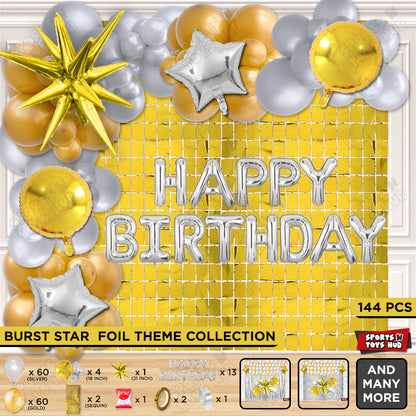 Brust Star Gold Color Foil Balloon Set With Happy Birthday Foil Letter Balloon Arch Theme