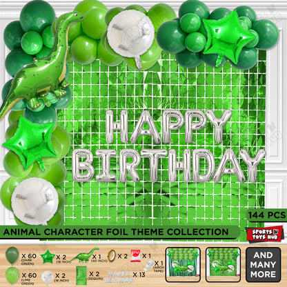 Jumbo Apatosaurus Green Dino Foil Letter Balloon Arch Theme