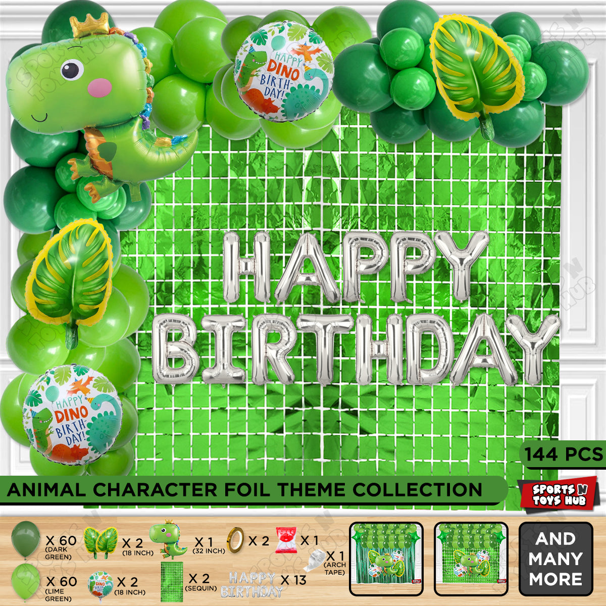 Happy Dino Foil Letter Balloon Arch Theme