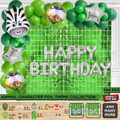 Zebra Face Jungle Safari Foil Balloon With Happy Birthday Foil Letter Arch Theme
