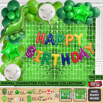 Jumbo Apatosaurus Green Dino Foil Letter Balloon Arch Theme