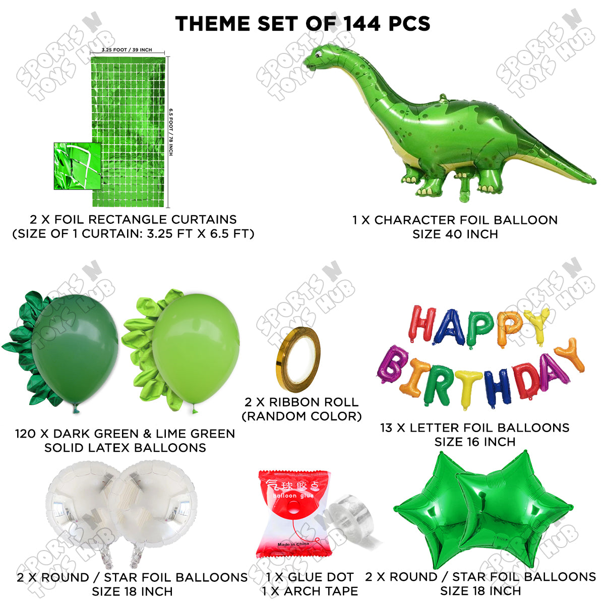 Jumbo Apatosaurus Green Dino Foil Letter Balloon Arch Theme