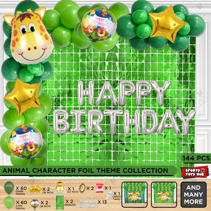 Giraffe Face Jungle Safari Foil Balloon With Happy Birthday Foil Letter Arch Theme