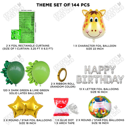 Giraffe Face Jungle Safari Foil Balloon With Happy Birthday Foil Letter Arch Theme