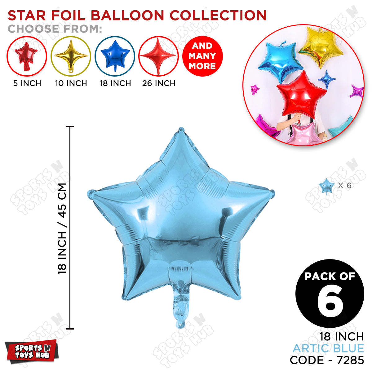 18 Inch - Artic Blue Star Foil Balloon