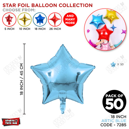 18 Inch - Artic Blue Star Foil Balloon
