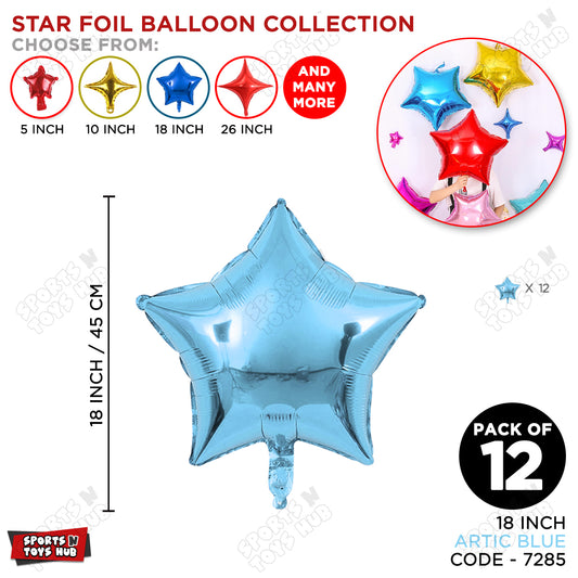 18 Inch - Artic Blue Star Foil Balloon