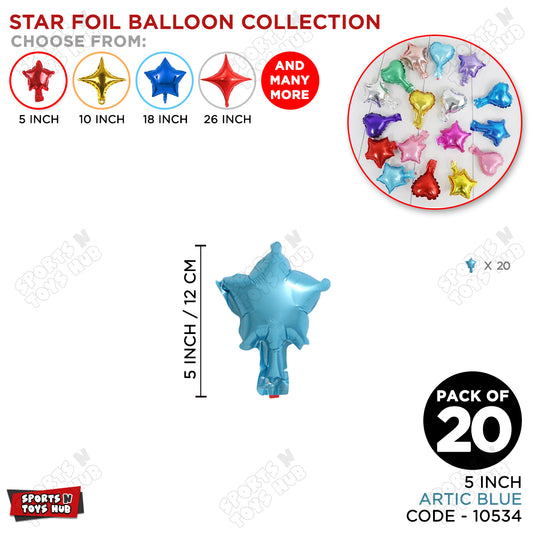 5 Inch - Artic Blue Star Foil Balloon