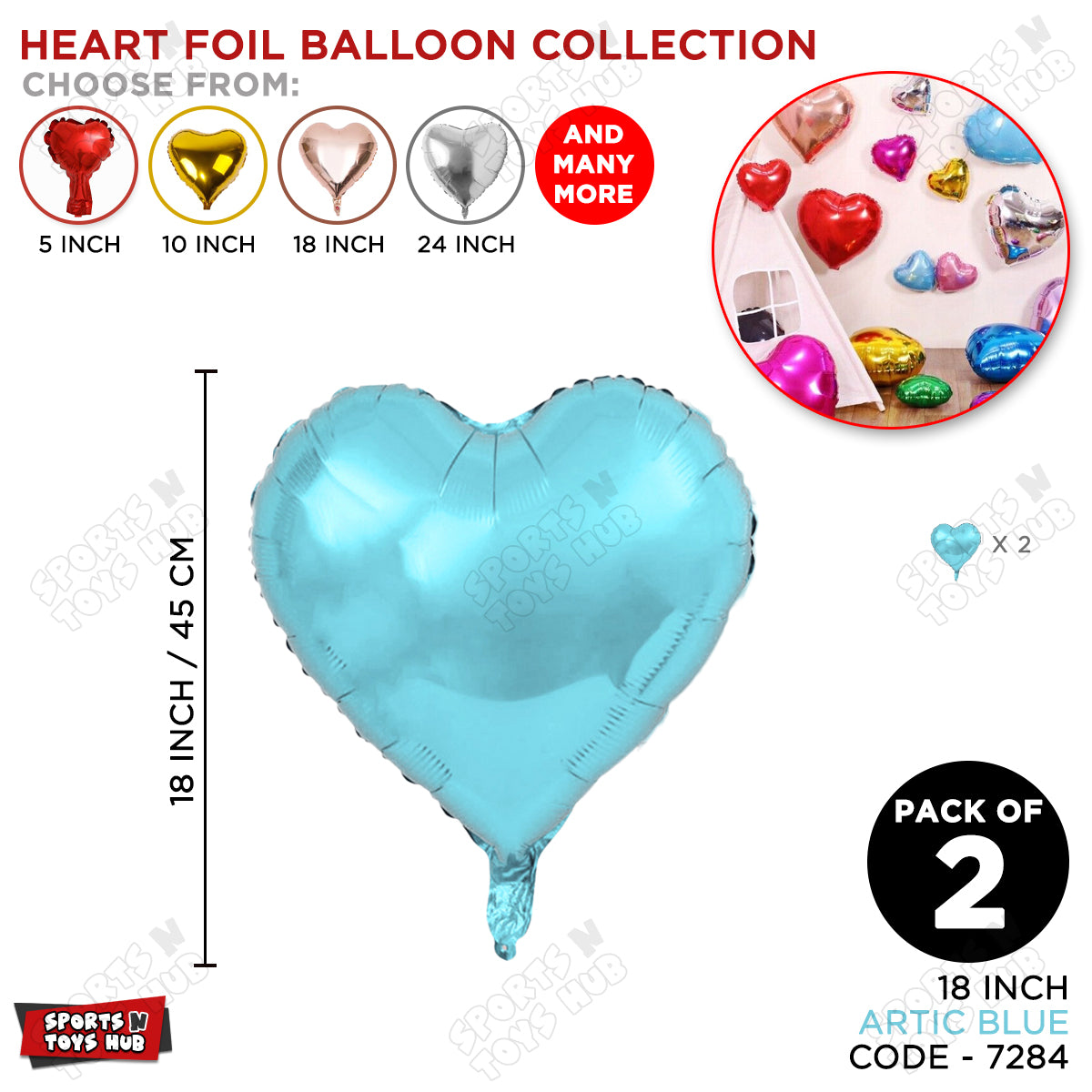18 Inch - Heart Shape Foil Balloon Collection - Pack Of 2