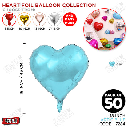 18 Inch - Artic Blue Heart Foil Balloon