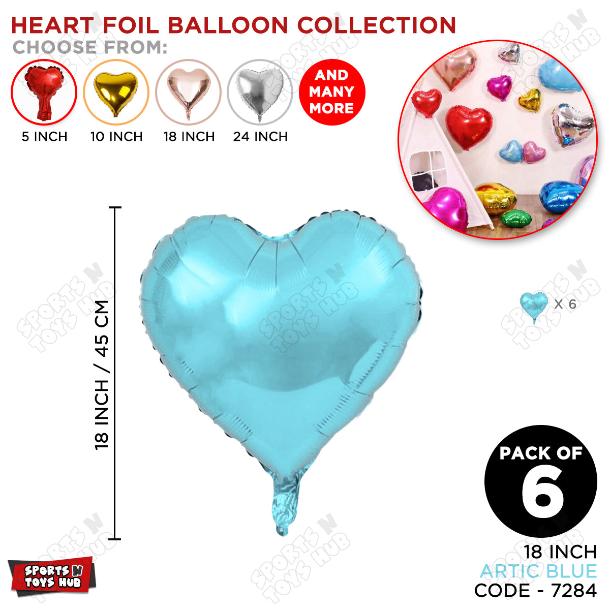 18 Inch - Artic Blue Heart Foil Balloon
