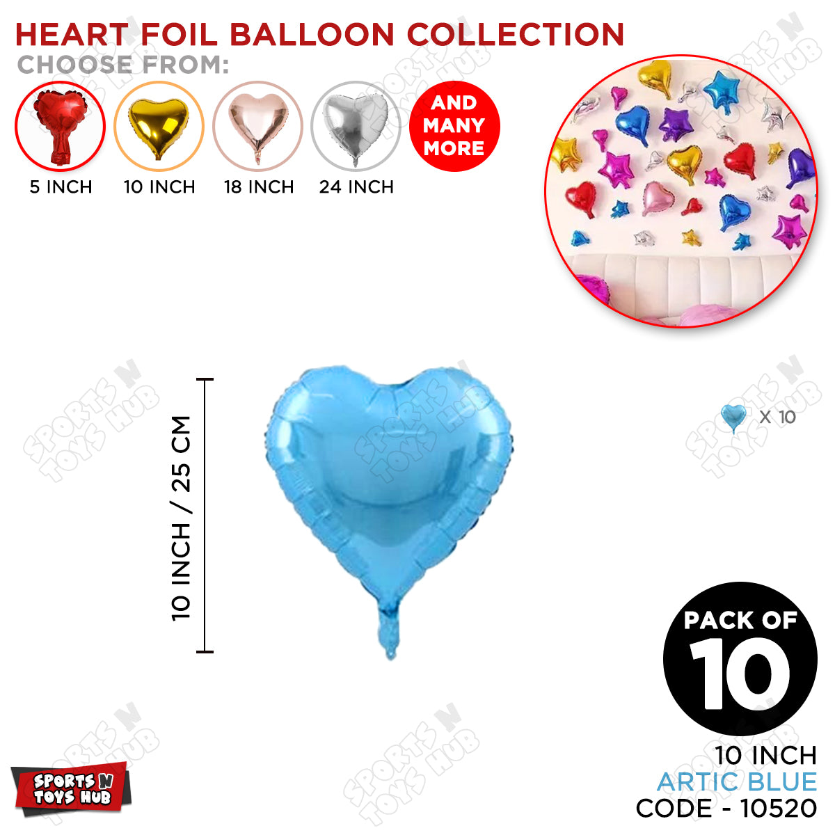 10 Inch - Artic Blue Heart Foil Balloon