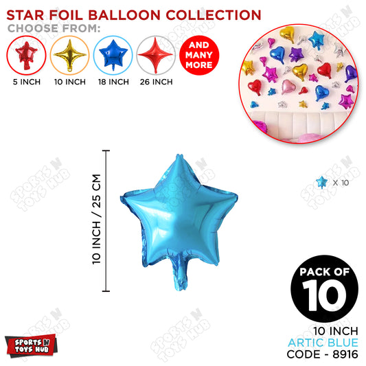 10 Inch - Artic Blue Star Foil Balloon