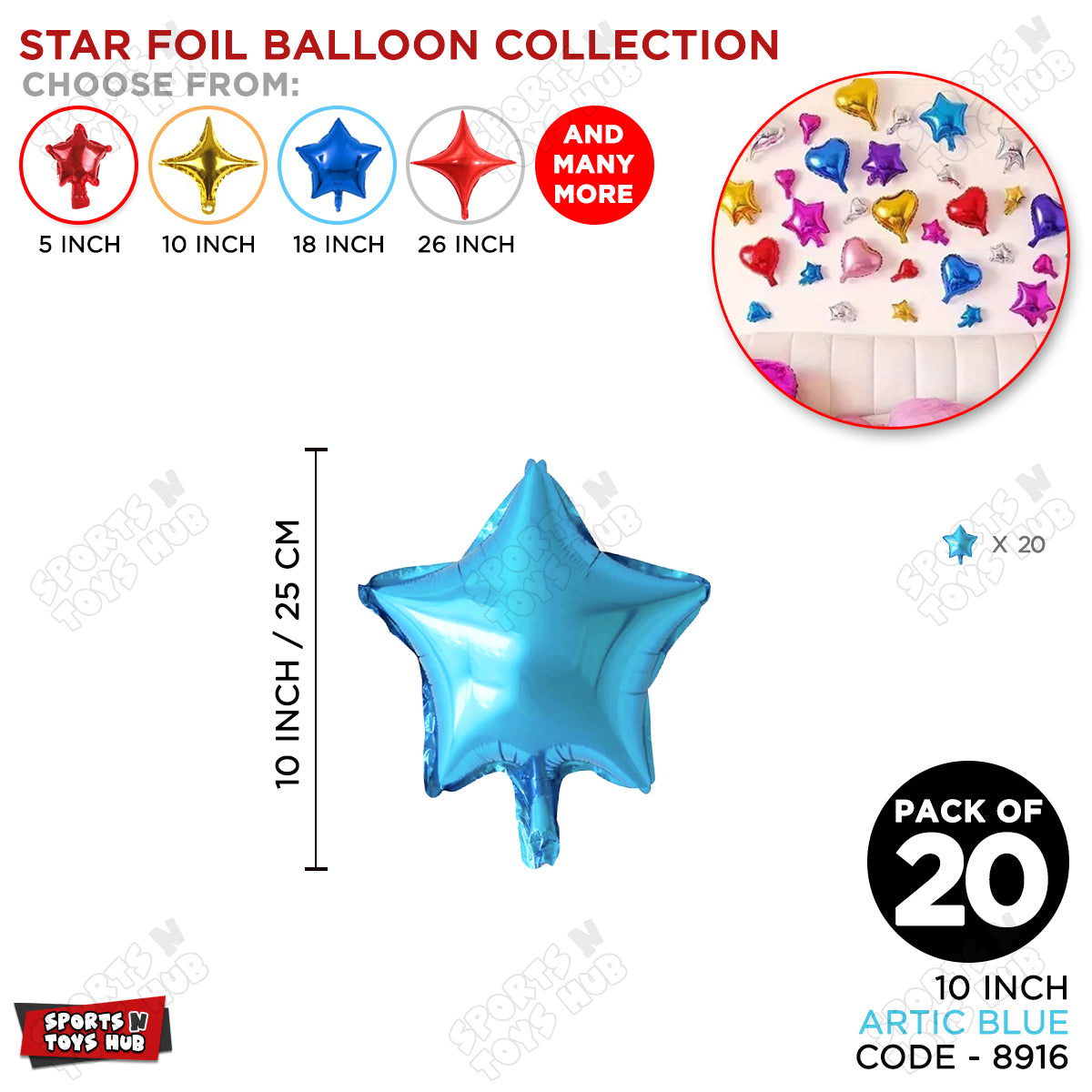 10 Inch - Artic Blue Star Foil Balloon
