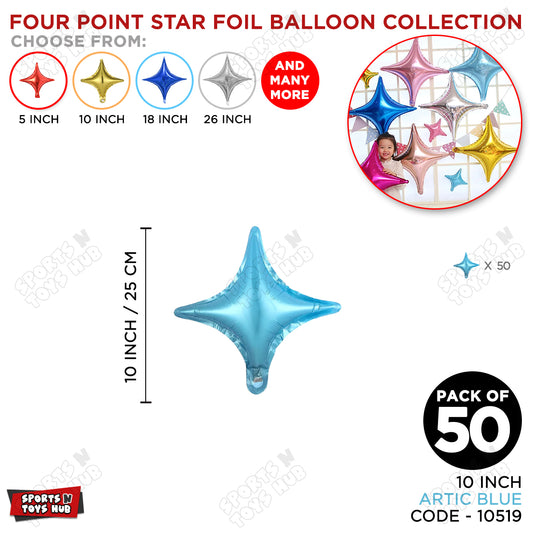 10 Inch - Artic Blue Four Point Star Balloon
