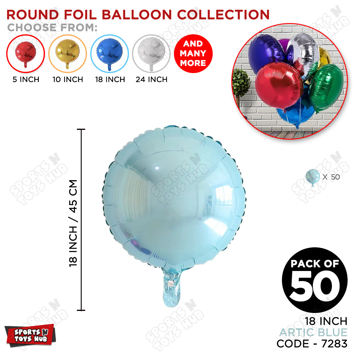 18 Inch - Artic Blue Round Foil Balloon