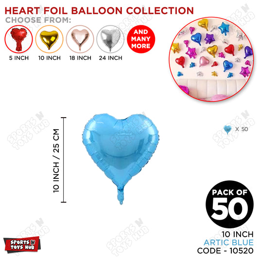 10 Inch - Artic Blue Heart Foil Balloon