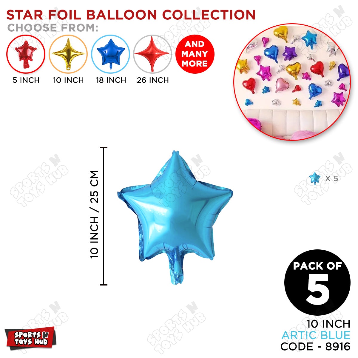 10 Inch - Artic Blue Star Foil Balloon