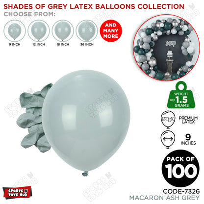 Ash Grey Latex Balloons Available In 9, 12, 18 & 36 Inch Sizes