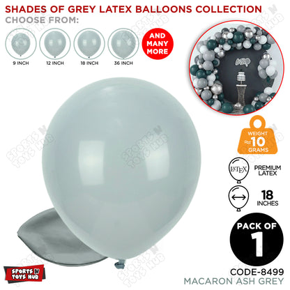 Ash Grey Latex Balloons Available In 9, 12, 18 & 36 Inch Sizes