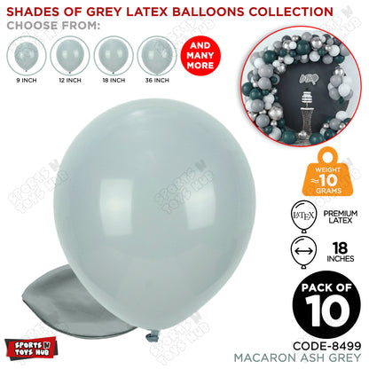Ash Grey Latex Balloons Available In 9, 12, 18 & 36 Inch Sizes