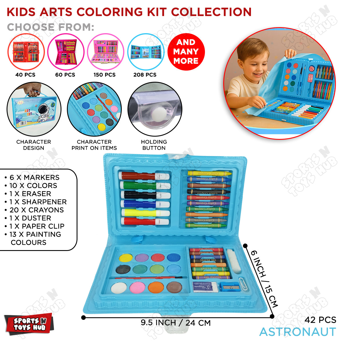 Kids Arts Coloring Kit Collection - 42 Pcs