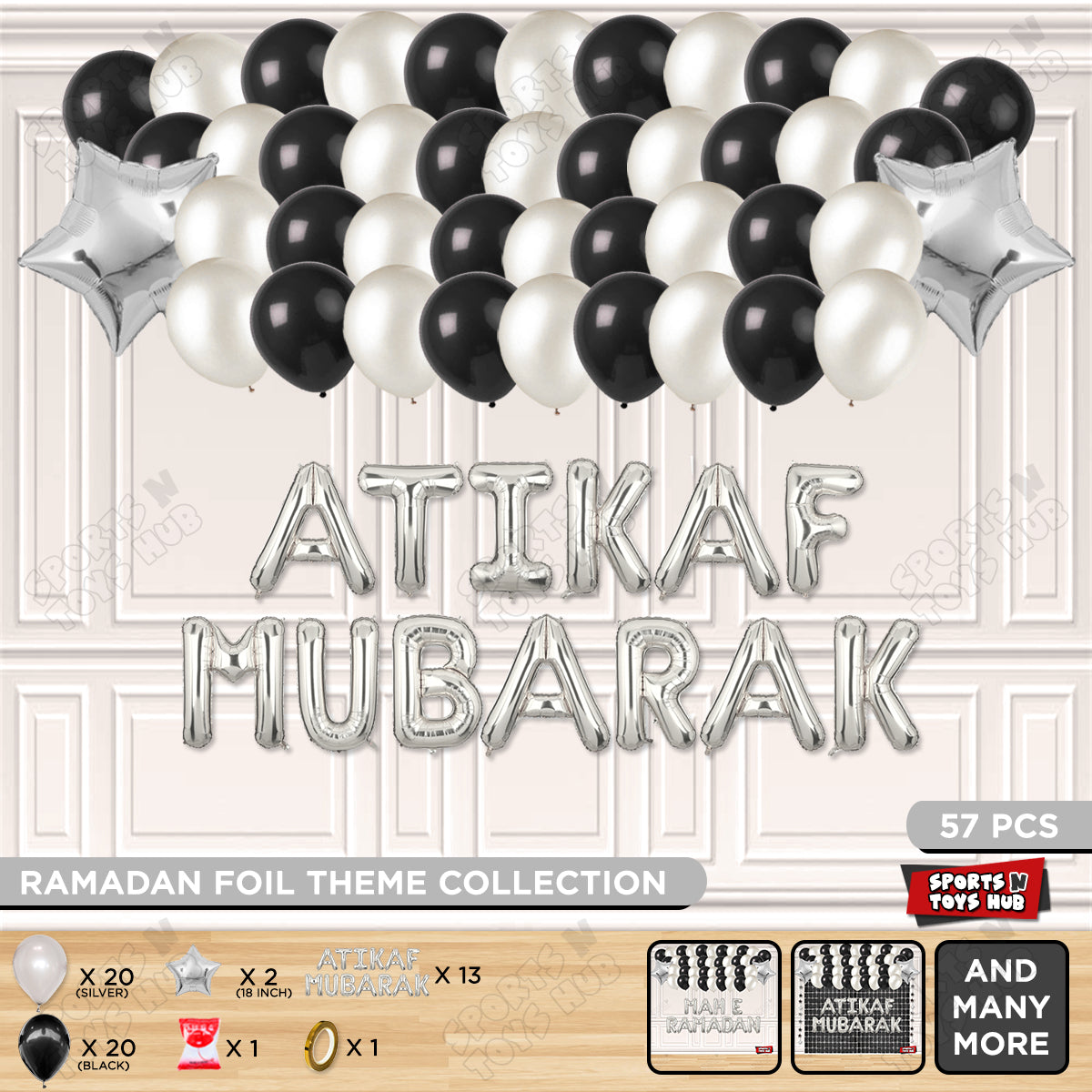 Atikaf Mubarak Foil Balloon Garland Theme Collection