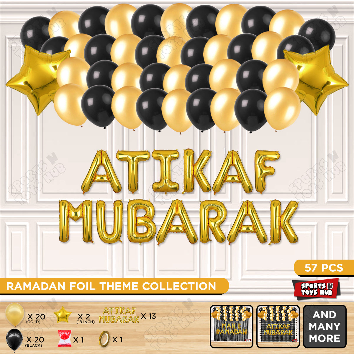 Atikaf Mubarak Foil Balloon Garland Theme Collection