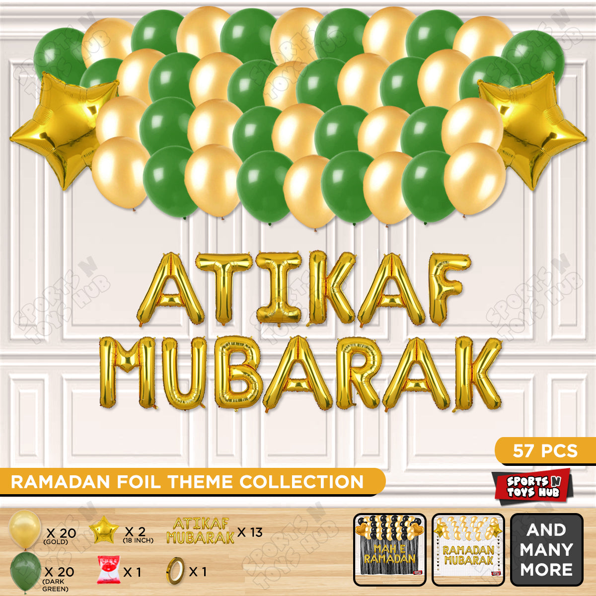 Atikaf Mubarak Foil Balloon Garland Theme Collection
