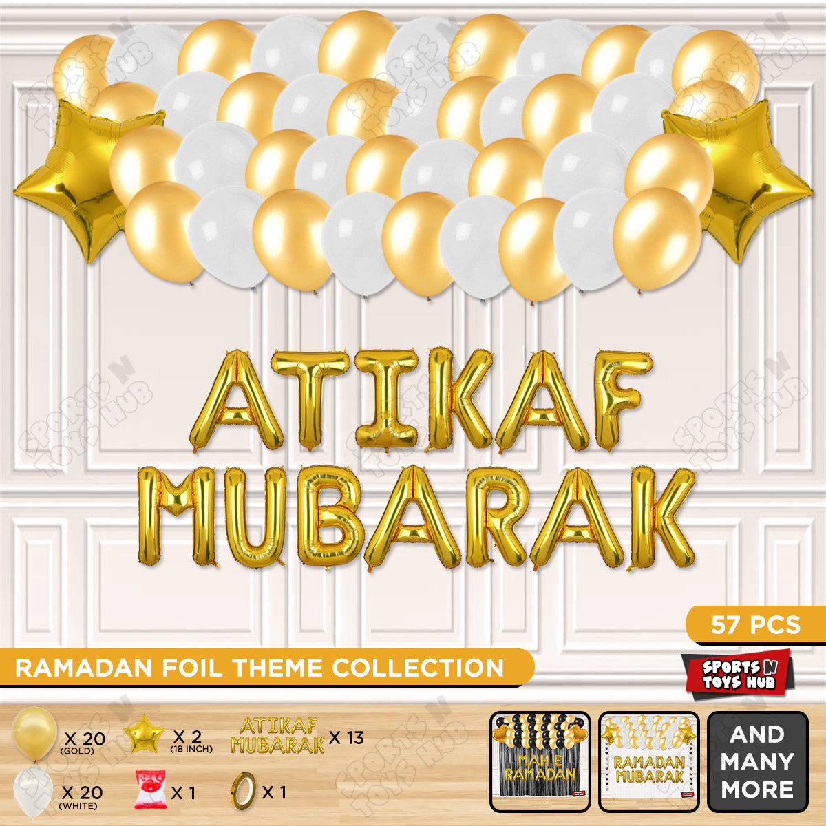 Atikaf Mubarak Foil Balloon Garland Theme Collection