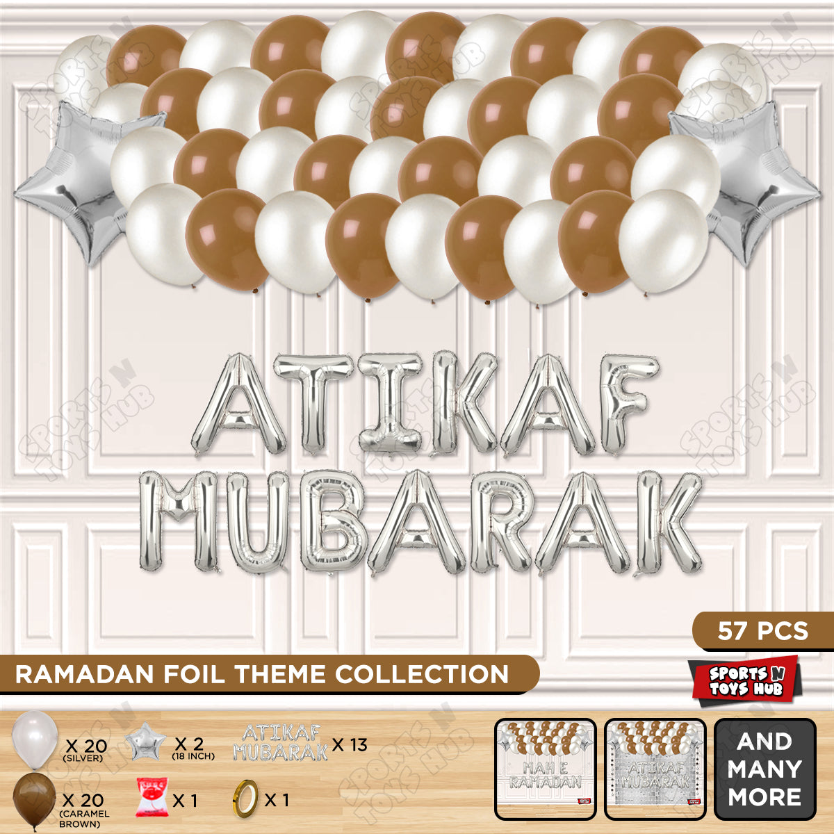 Atikaf Mubarak Foil Balloon Garland Theme Collection
