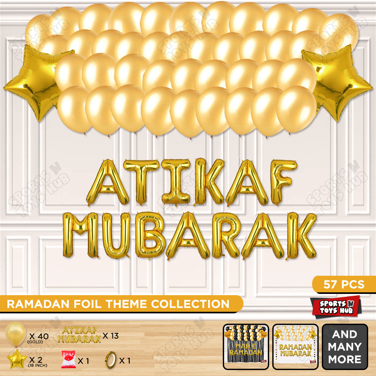Atikaf Mubarak Foil Balloon Garland Theme Collection