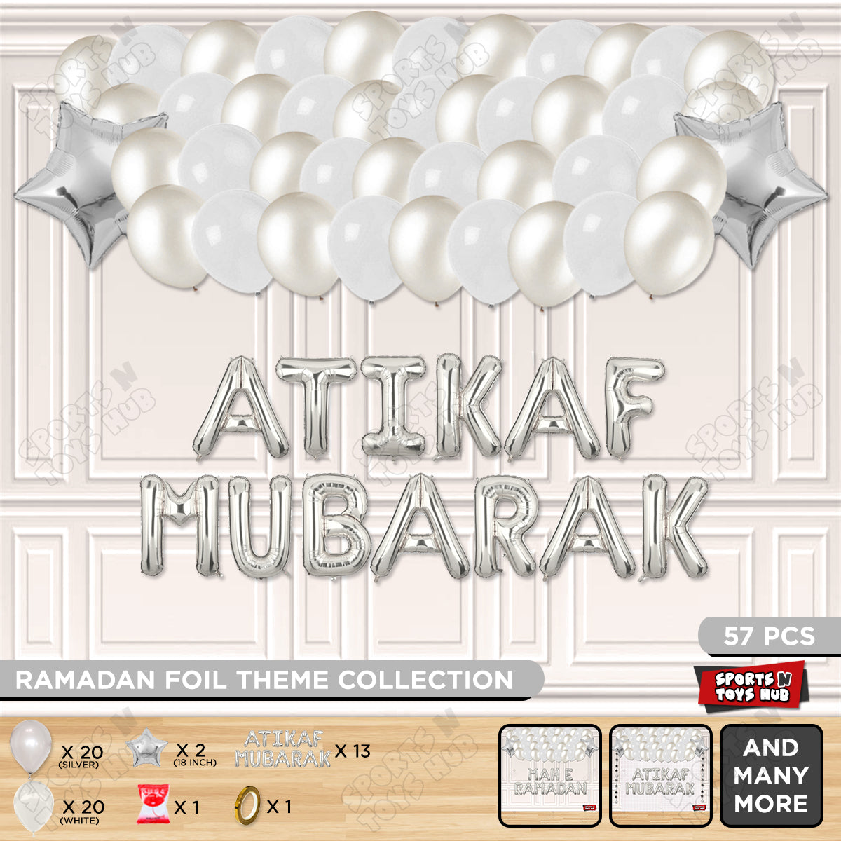 Atikaf Mubarak Foil Balloon Garland Theme Collection