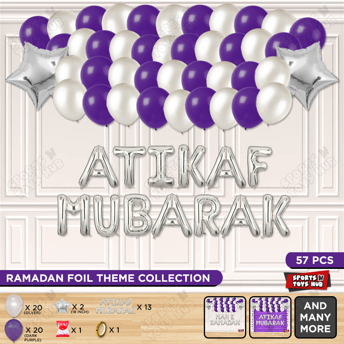 Atikaf Mubarak Foil Balloon Garland Theme Collection