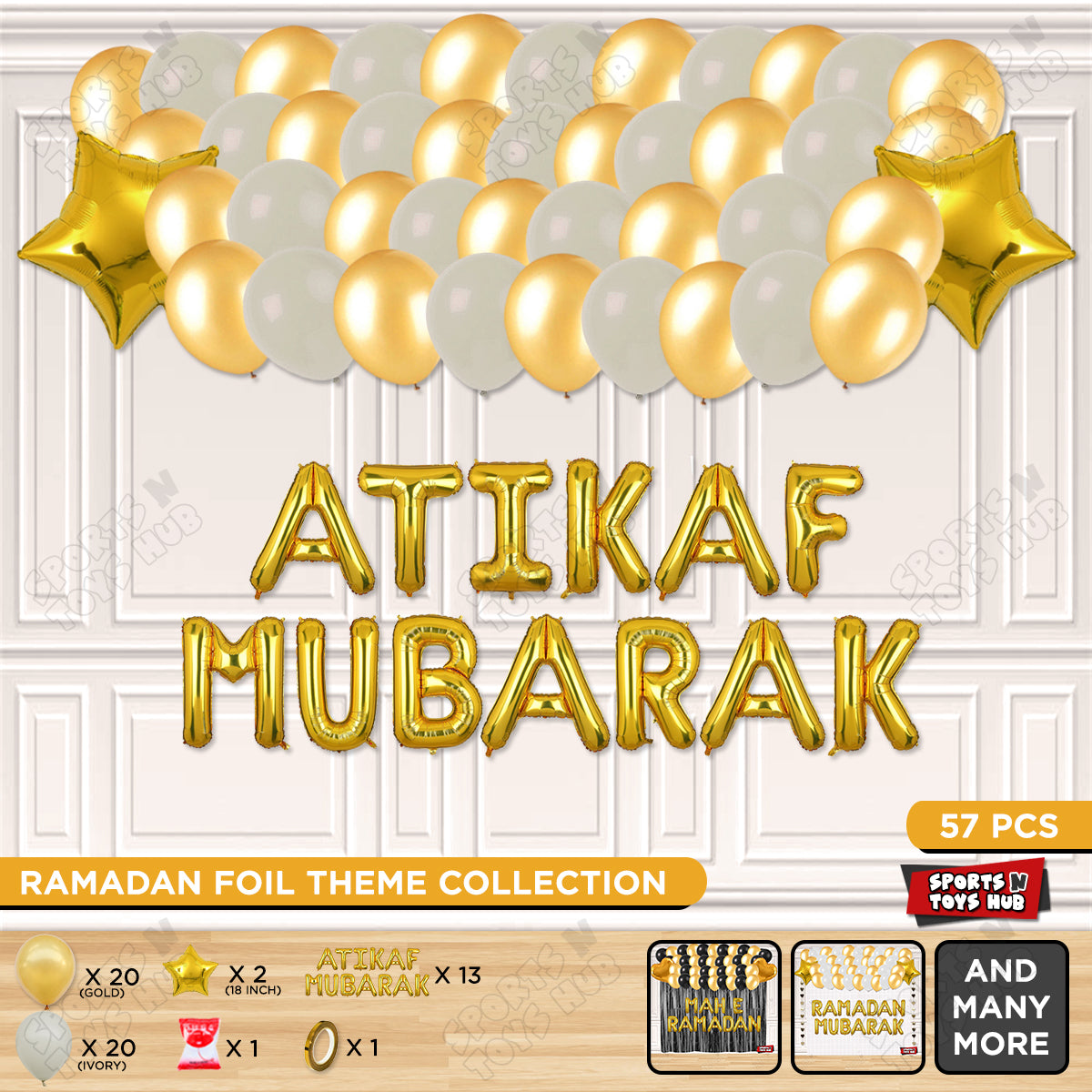 Atikaf Mubarak Foil Balloon Garland Theme Collection