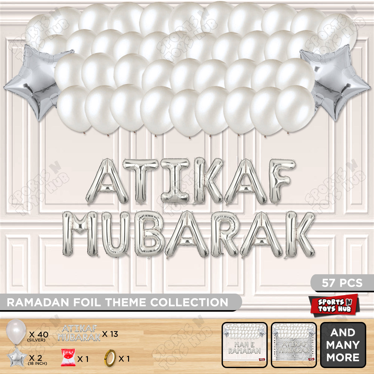 Atikaf Mubarak Foil Balloon Garland Theme Collection