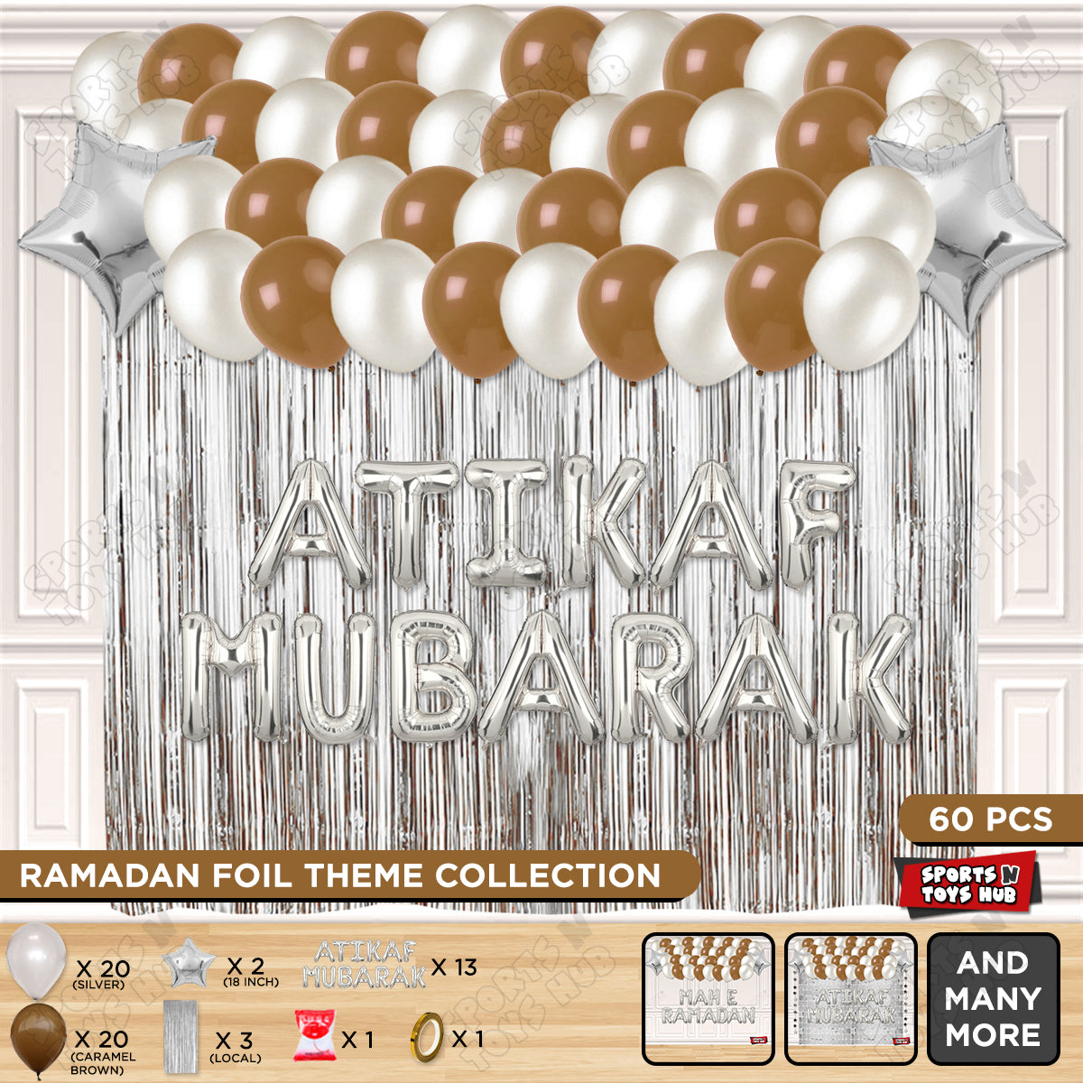 Atikaf Mubarak Foil Balloon Curtain Theme Collection