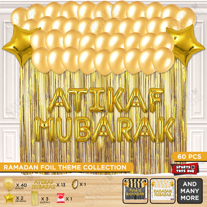 Atikaf Mubarak Foil Balloon Curtain Theme Collection