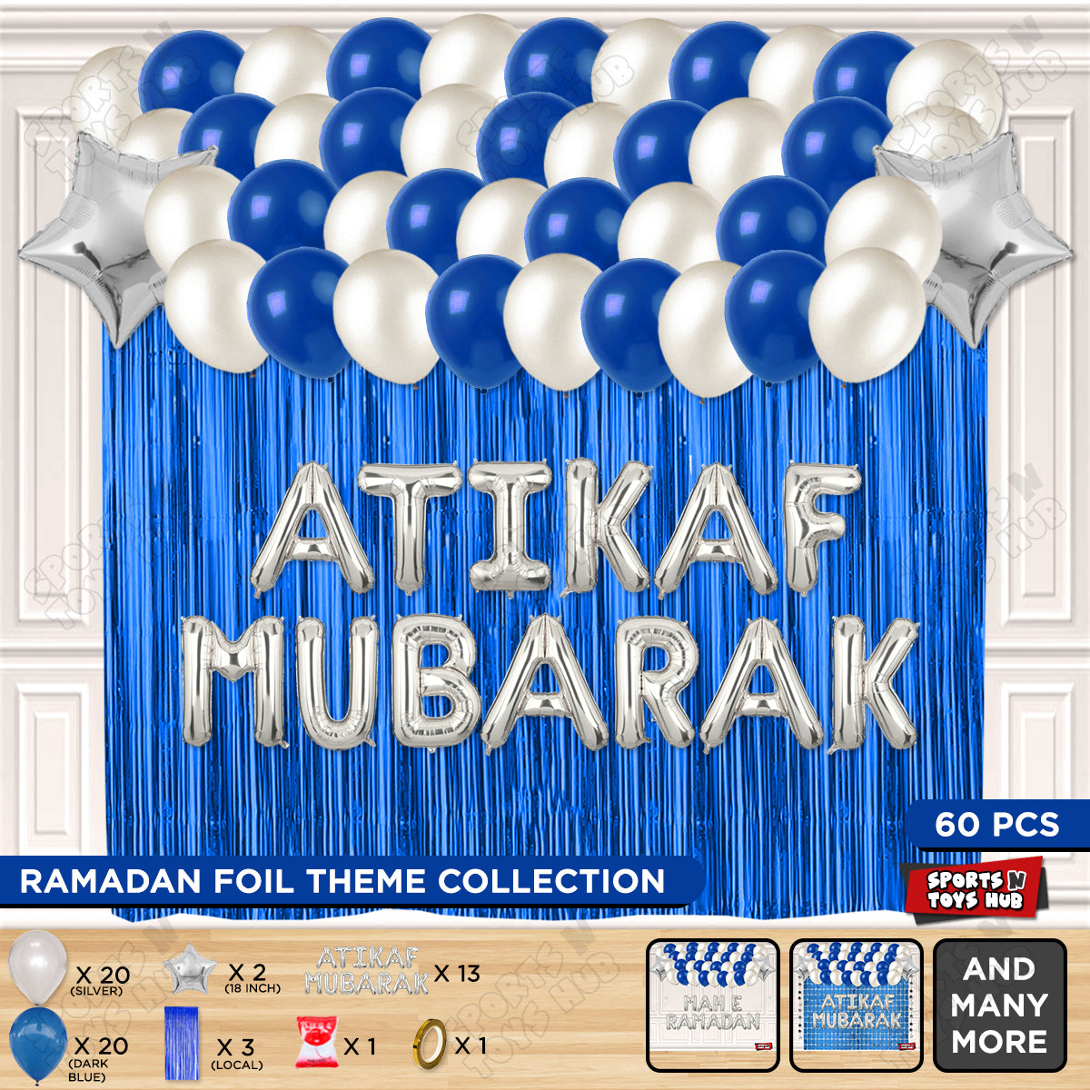Atikaf Mubarak Foil Balloon Curtain Theme Collection